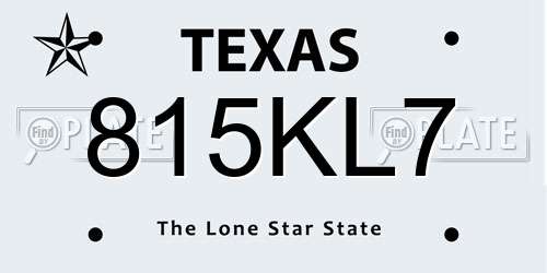 815KL7 Texas License Plate