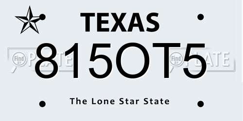 815OT5 Texas License Plate
