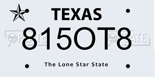 815OT8 Texas License Plate