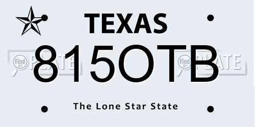 815OTB Texas License Plate