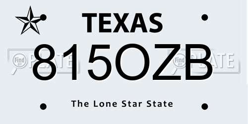 815OZB Texas License Plate