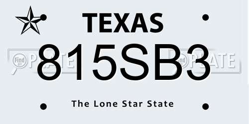 815SB3 Texas License Plate