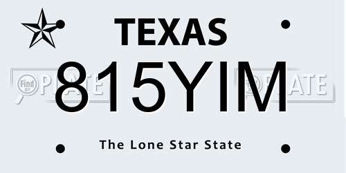 815YIM Texas License Plate
