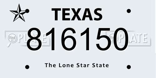 816150 Texas License Plate