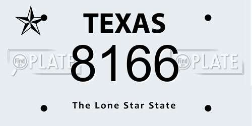 8166 Texas License Plate