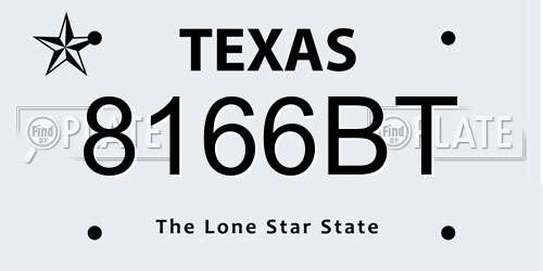 8166BT Texas License Plate