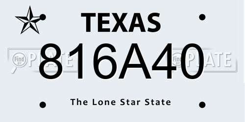 816A40 Texas License Plate