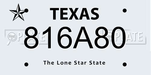 816A80 Texas License Plate