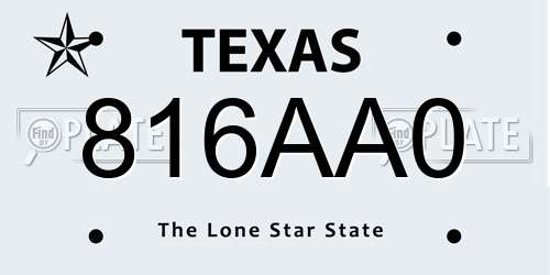 816AA0 Texas License Plate