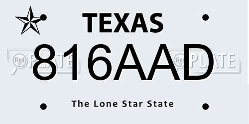 816AAD Texas License Plate