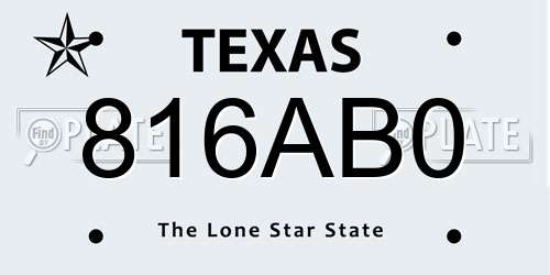 816AB0 Texas License Plate