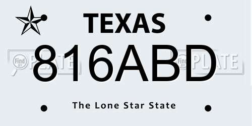 816ABD Texas License Plate