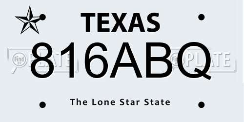 816ABQ Texas License Plate