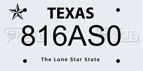 816AS0 Texas License Plate