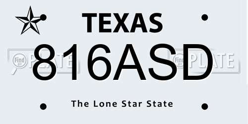 816ASD Texas License Plate