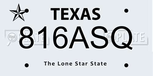 816ASQ Texas License Plate