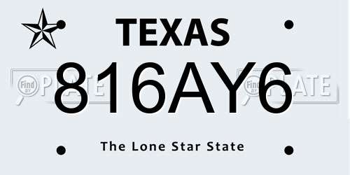816AY6 Texas License Plate