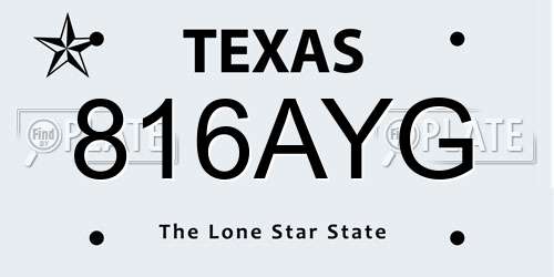 816AYG Texas License Plate