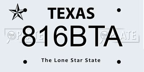 816BTA Texas License Plate