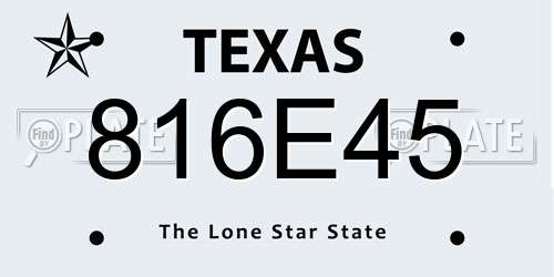 816E45 Texas License Plate