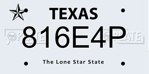 816E4P Texas License Plate