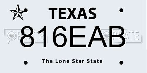 816EAB Texas License Plate