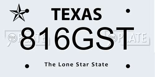 816GST Texas License Plate