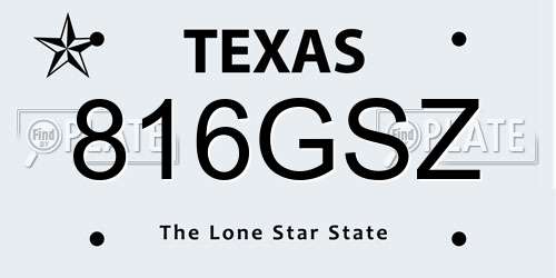816GSZ Texas License Plate