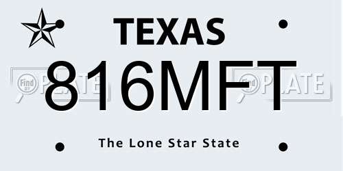 816MFT Texas License Plate