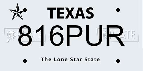 816PUR Texas License Plate