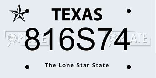 816S74 Texas License Plate