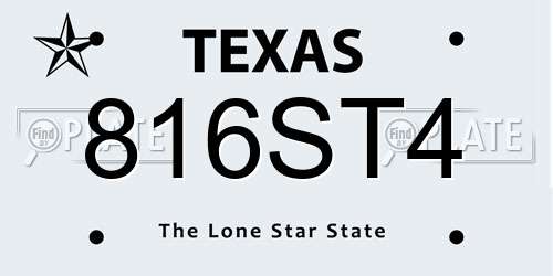 816ST4 Texas License Plate