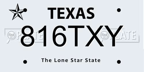 816TXY Texas License Plate