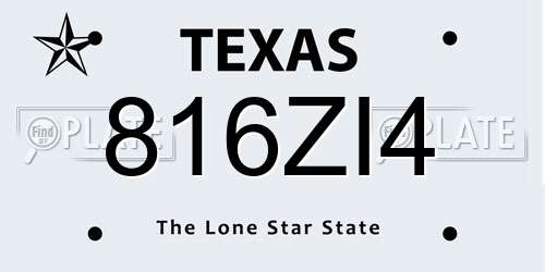 816ZI4 Texas License Plate