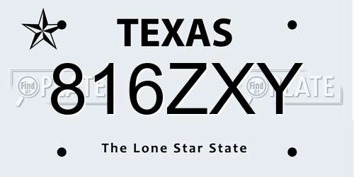 816ZXY Texas License Plate