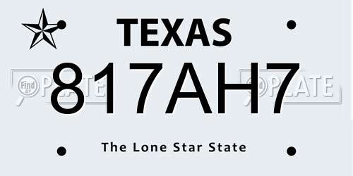 817AH7 Texas License Plate