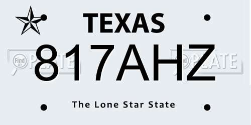 817AHZ Texas License Plate