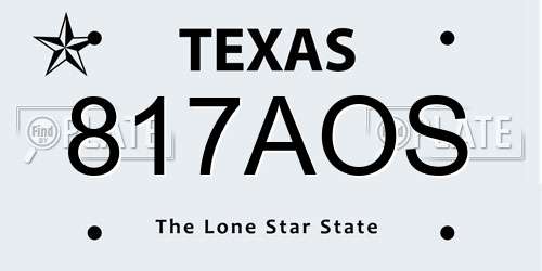 817AOS Texas License Plate
