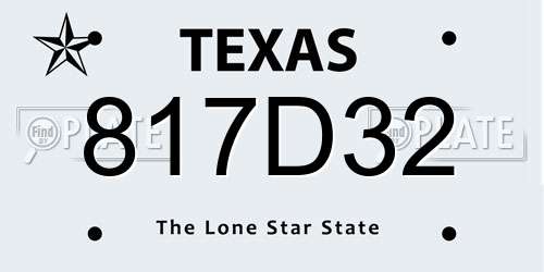 817D32 Texas License Plate