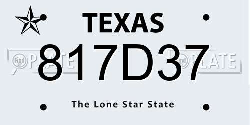 817D37 Texas License Plate