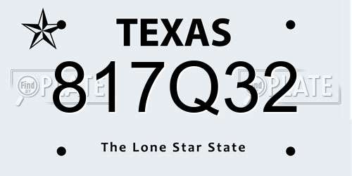 817Q32 Texas License Plate