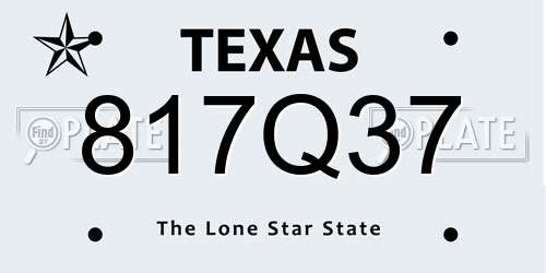 817Q37 Texas License Plate