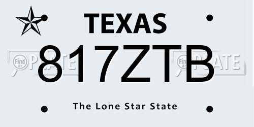 817ZTB Texas License Plate