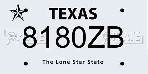 8180ZB Texas License Plate
