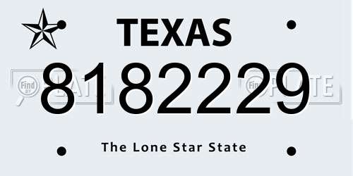 8182229 Texas License Plate