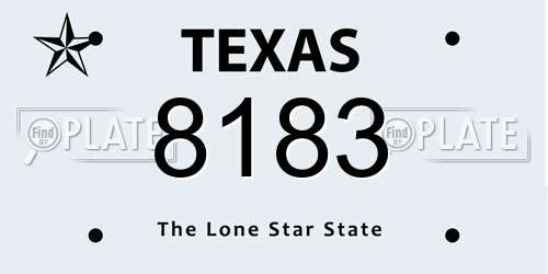8183 Texas License Plate