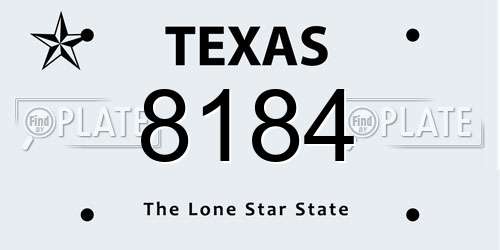8184 Texas License Plate