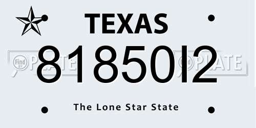 81850I2 Texas License Plate