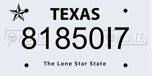 81850I7 Texas License Plate