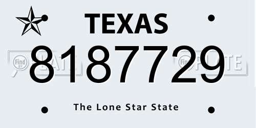 8187729 Texas License Plate